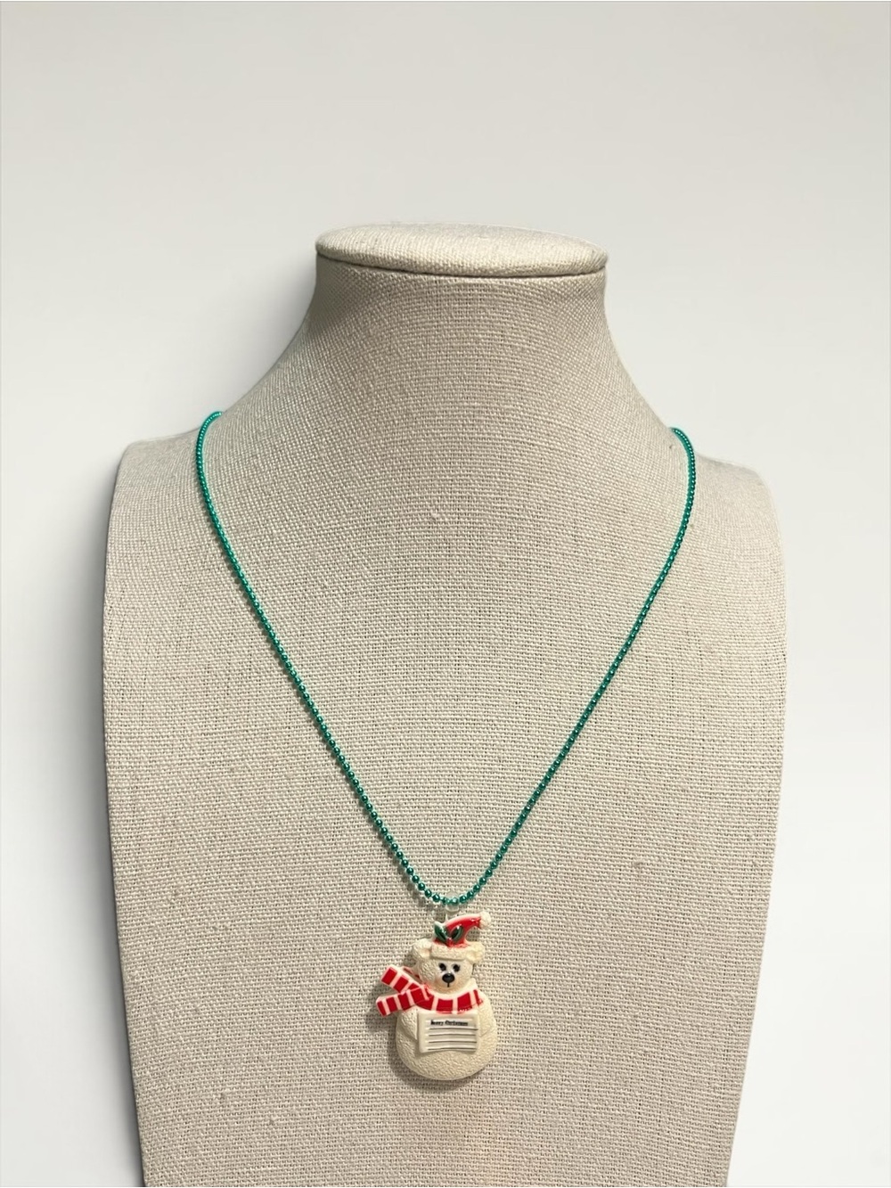 🍭5 for $20🍭 Green Ball Chain Acrylic Snow Bear Charm Necklace CC X
